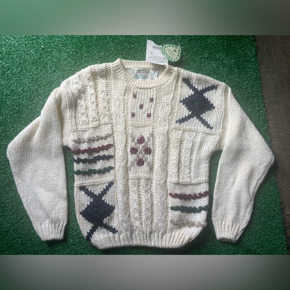 Vintage Hand Knit Sweater, Women’s M (10-12), NWT